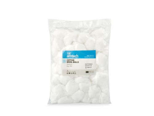 COTTON WOOL BALLS AMTECH / PKT/100