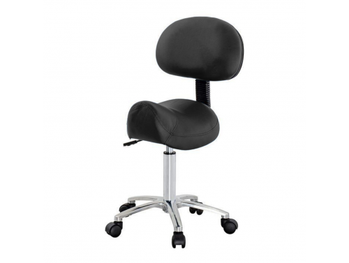 FORTRESS SADDLE STOOL WITH BACKREST / BLACK