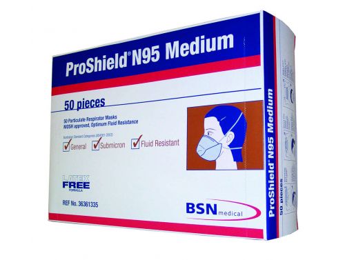 PROSHIELD N95 FLUID RESISTANT / PARTICULATE RESPIRATOR MASK / BOX OF 50