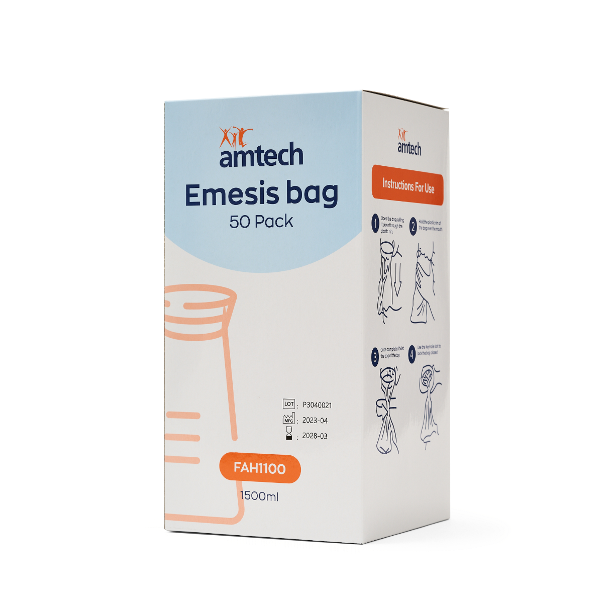 AMTECH VOMIT/EMESIS BAG 1500ML / PACK OF 50 photo