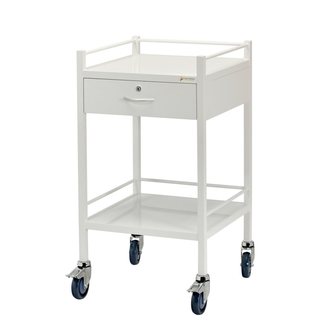 FORTRESS POWDER COATED SERIES INSTRUMENT TROLLEY / 1 DRAWER / 490X490X900MM photo