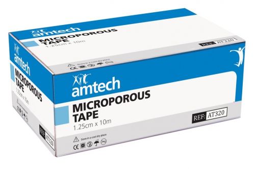 MICROPOROUS SURGICAL TAPE AMTECH / 1.25CM X 10M / SINGLE ROLL (MICROPORE)