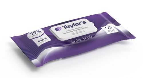 TAYLOR'S PREMIUM 75% ALCOHOL SURFACE WIPES / PACK OF 50