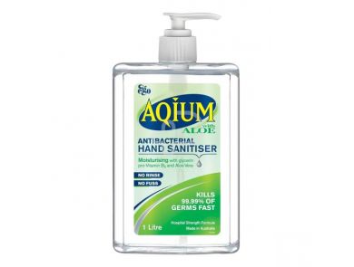 AQIUM ANTIBACTERIAL HAND SANITISER GEL ALOE / PUMP PACK / 1 LITRE